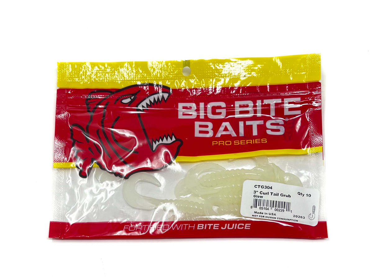 Big Bite Baits 3" Curl Tail Grub - Glow