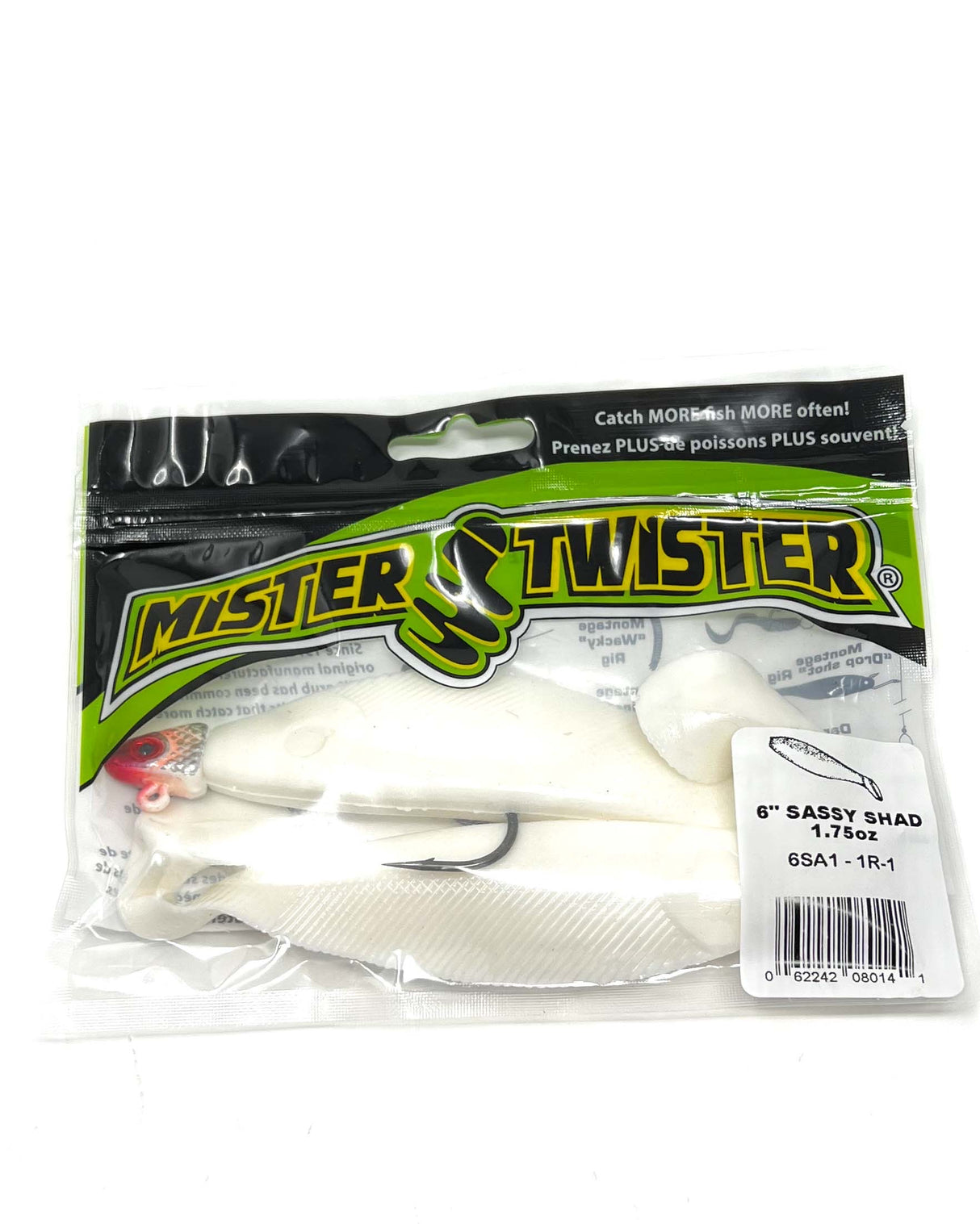 Mister Twister Rigged 6" Sassy Shads - White