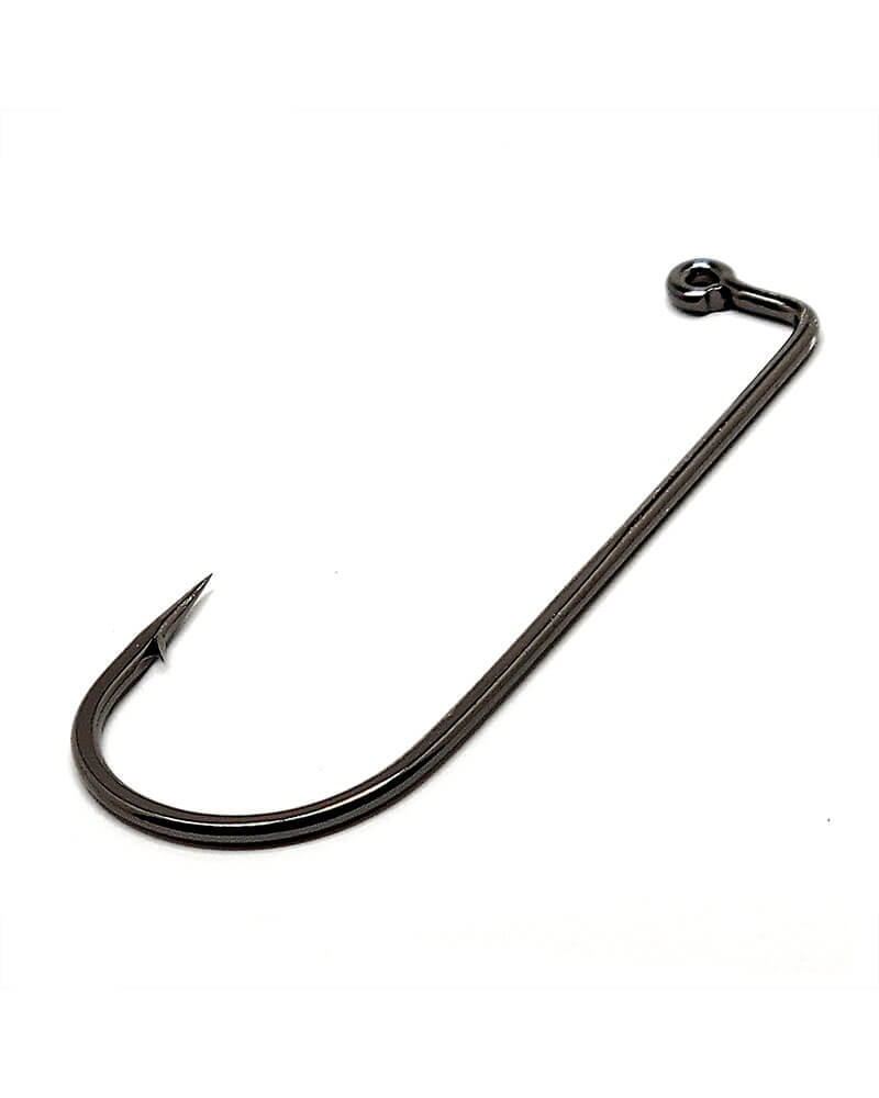 Gamakatsu 60416-25 Jig Hook, Size 6/0, Needle Point, Round Bend Heavy Wire, Ringed Eye, NS Black, 25 Pack