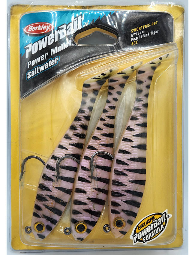 Berkley Power Bait Power Mullet Saltwater - 5" Pearl Black Tiger