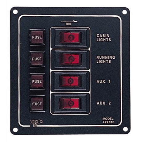 Harbour Chandler Marine Supplies | SEADOG ILLUMINATED/FUSED SWITCH PANEL - VERTICAL